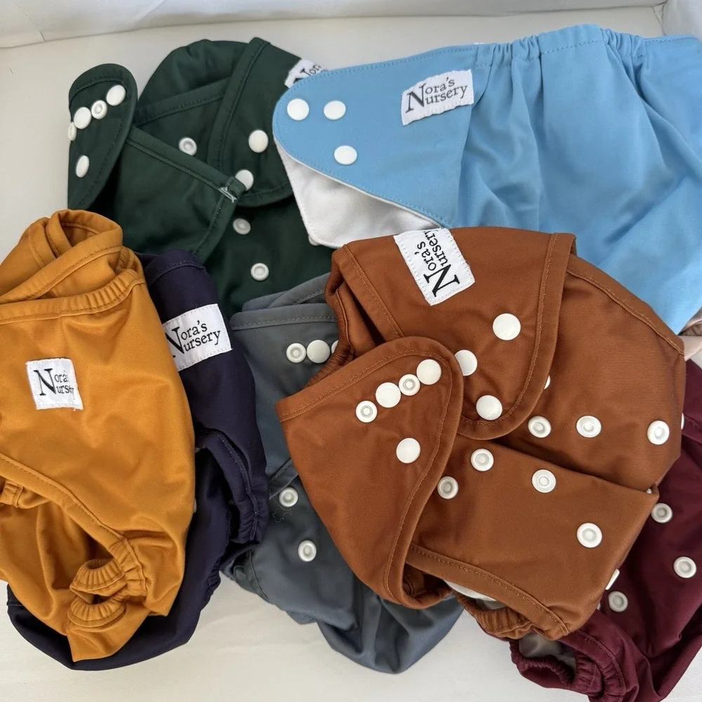 Nora's Nursery Cloth Diaper Covers One Size Lot of 8 Reusable Snap Covers